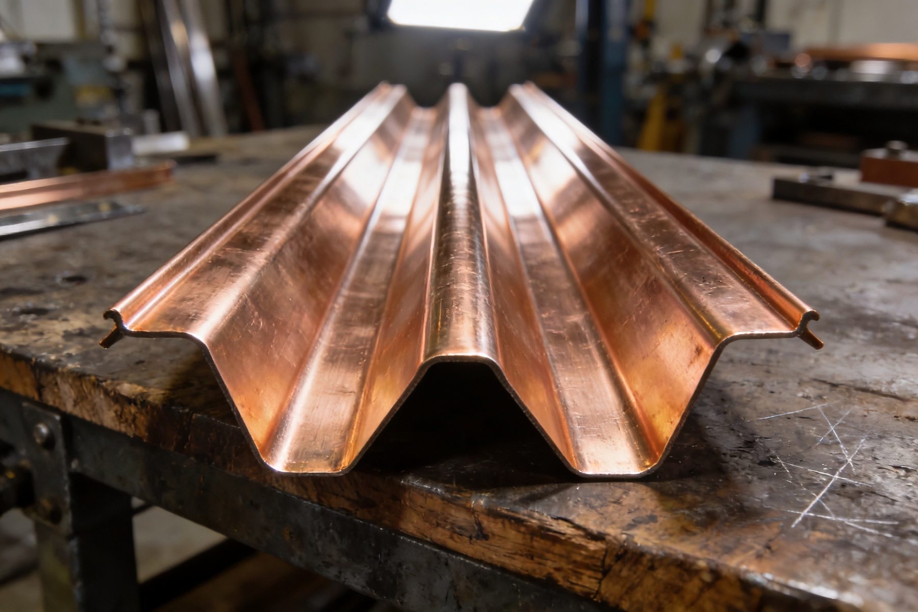 Roll-formed W-valley flashing profile