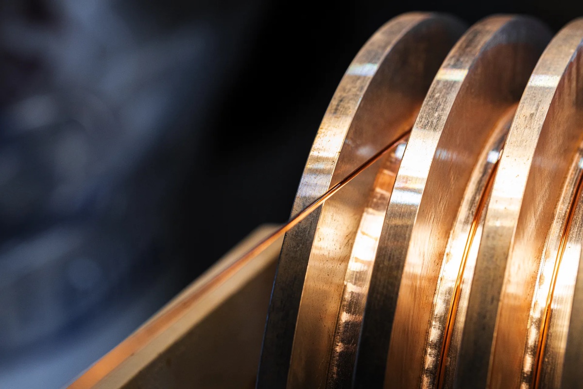 Precision machinery working copper in the shop