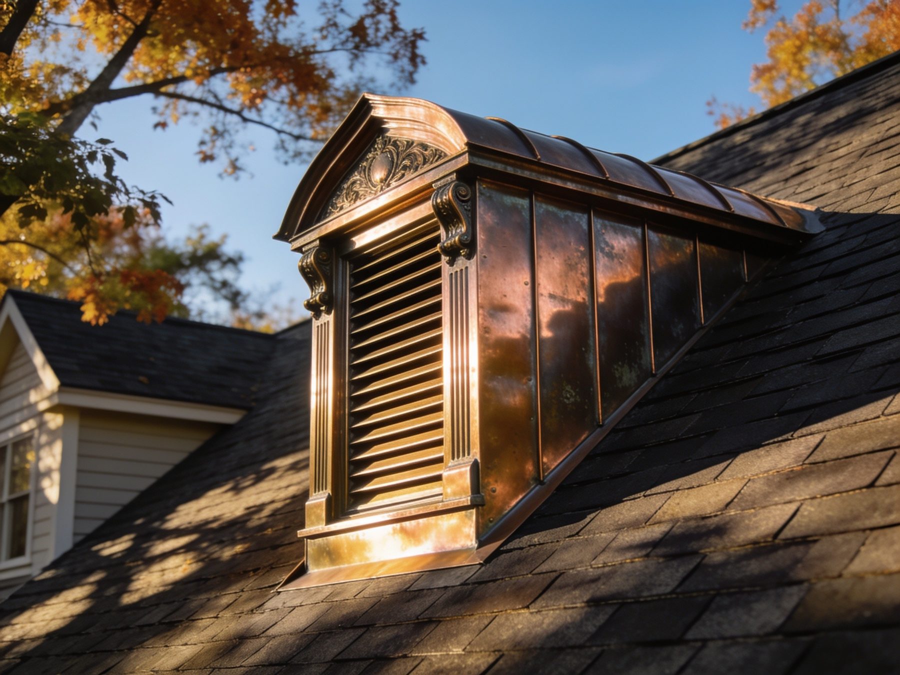 Copper dormer with louver detail