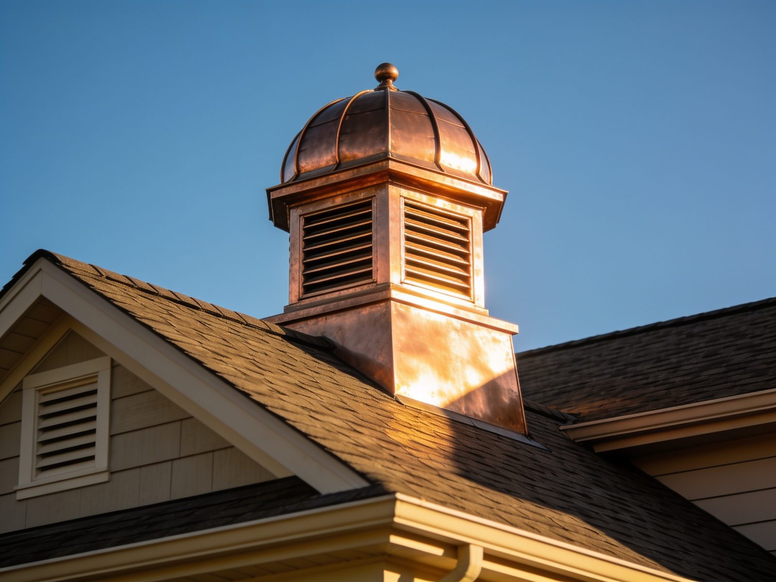 Copper cupola installed on a Chicagoland residence
