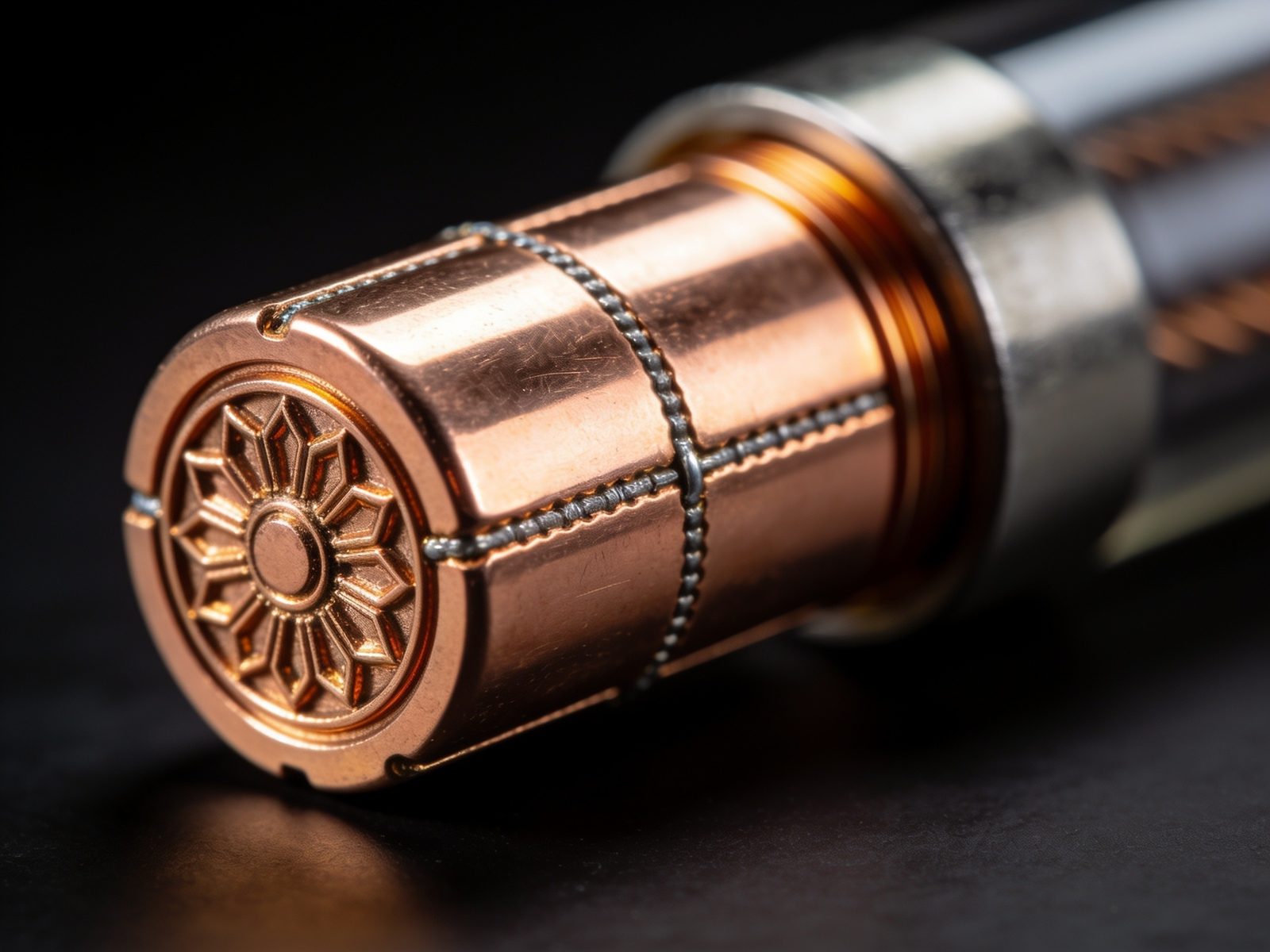 Custom copper conductor head with soldered seams