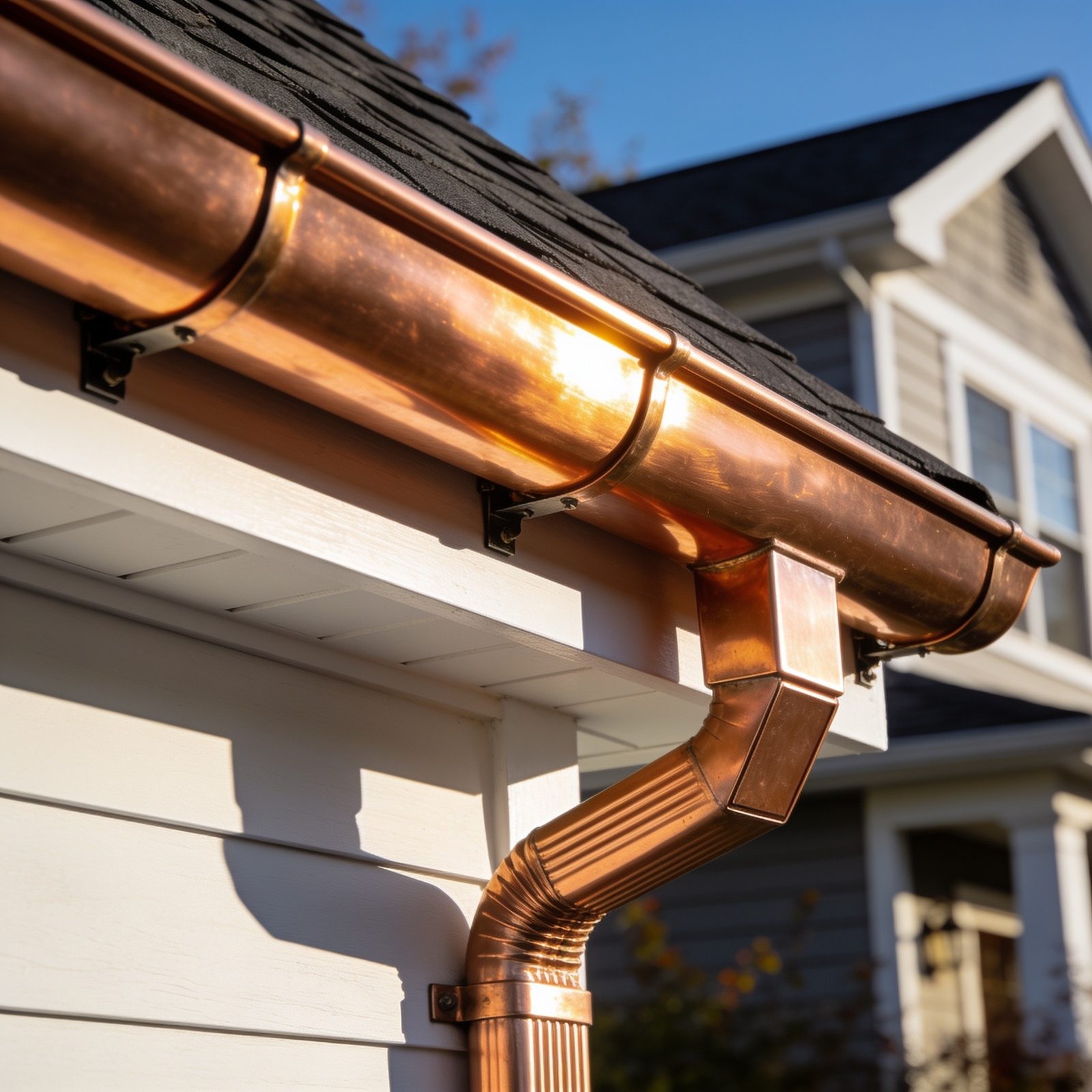 Six inch copper K-style gutter installation