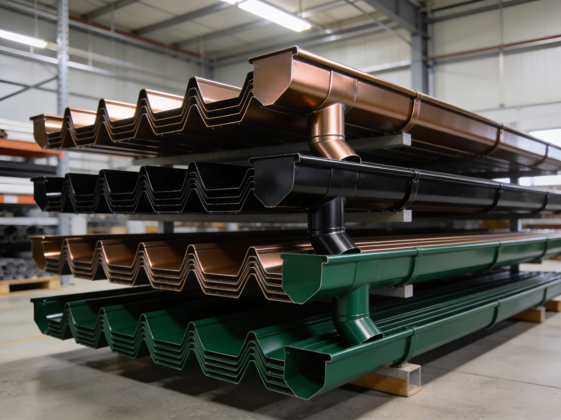 Kynar PVDF coated gutter and downspout in architectural colors