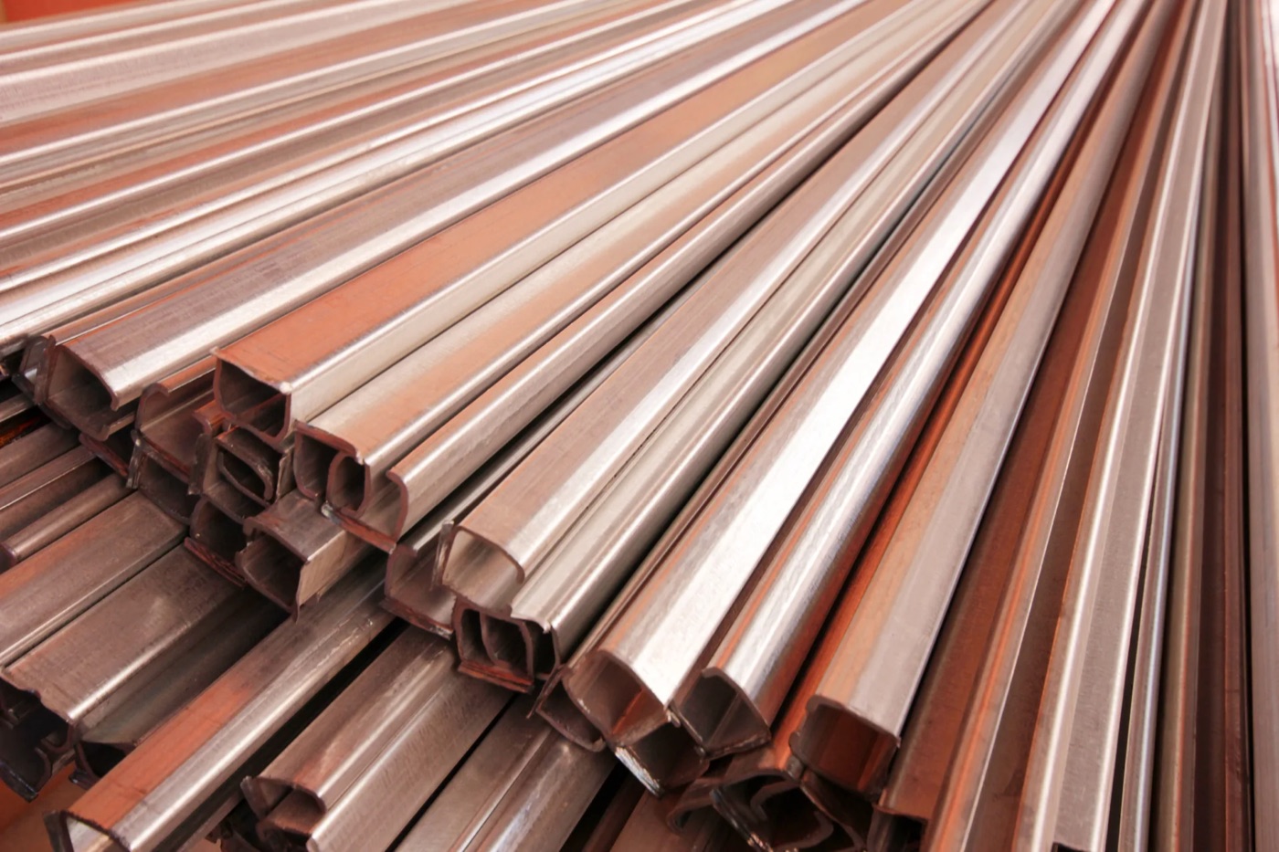 Stainless and coated steel profiles stocked alongside copper